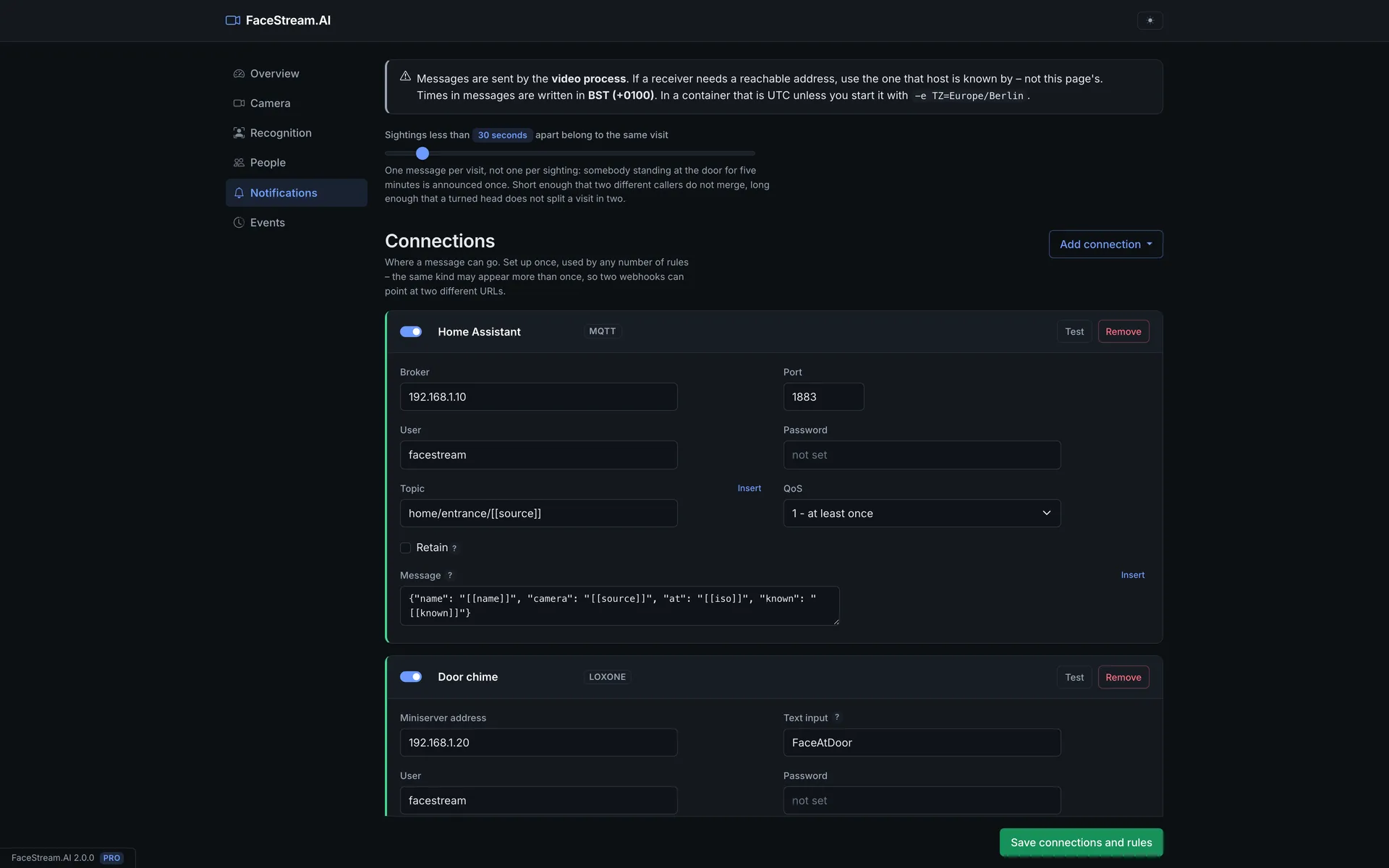 Notification rules and the delivery log